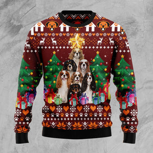 Cavalier King Charles Spaniel Pine Tree Ugly Christmas Sweater, Christmas Ugly Sweater, Christmas Gift, Gift Christmas 2022