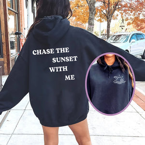 Chase the sunset with me, aesthetic beach summer Pullover Hoodie