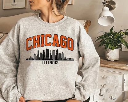 Chicago Illinois College Hoodie, Chicago Vintage Style College Sweatshirt, USA Travel Gift