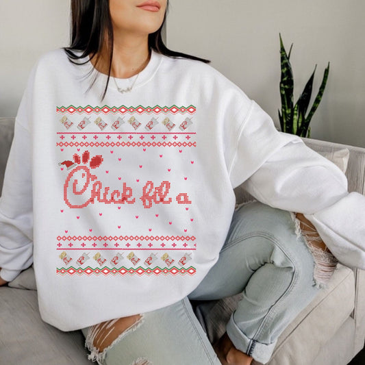 Chick-Fil-A Sweatshirt, Chick-Fil-A Fan, Introvert Sweatshirt, Gifts for Mom Sister Her, Chick-Fil-A Tee, Chick-Fil-A Christmas Sweater