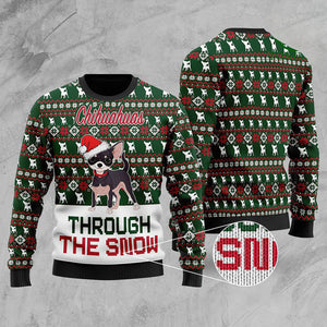 Chihuahuas Through The Snow Christmas Ugly Sweater, Christmas Ugly Sweater, Christmas Gift, Gift Christmas 2022