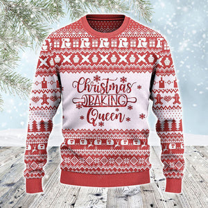 Christmas Baking Queen Baker Gift All Over Print Sweater, Christmas Ugly Sweater, Christmas Gift, Gift Christmas 2022
