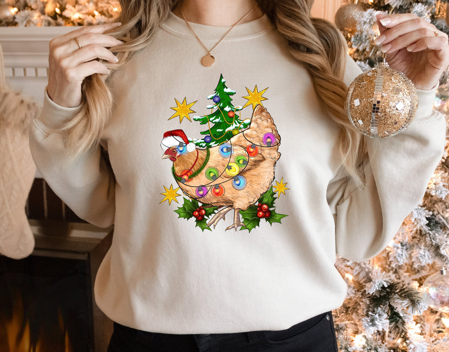 Christmas Chicken Sweatshirt,Funny Christmas Tshirt,Ugly Christmas Tee,Chicken Lover Gift,Christmas Sweatshirt,Christmas Gift,Family Xmas