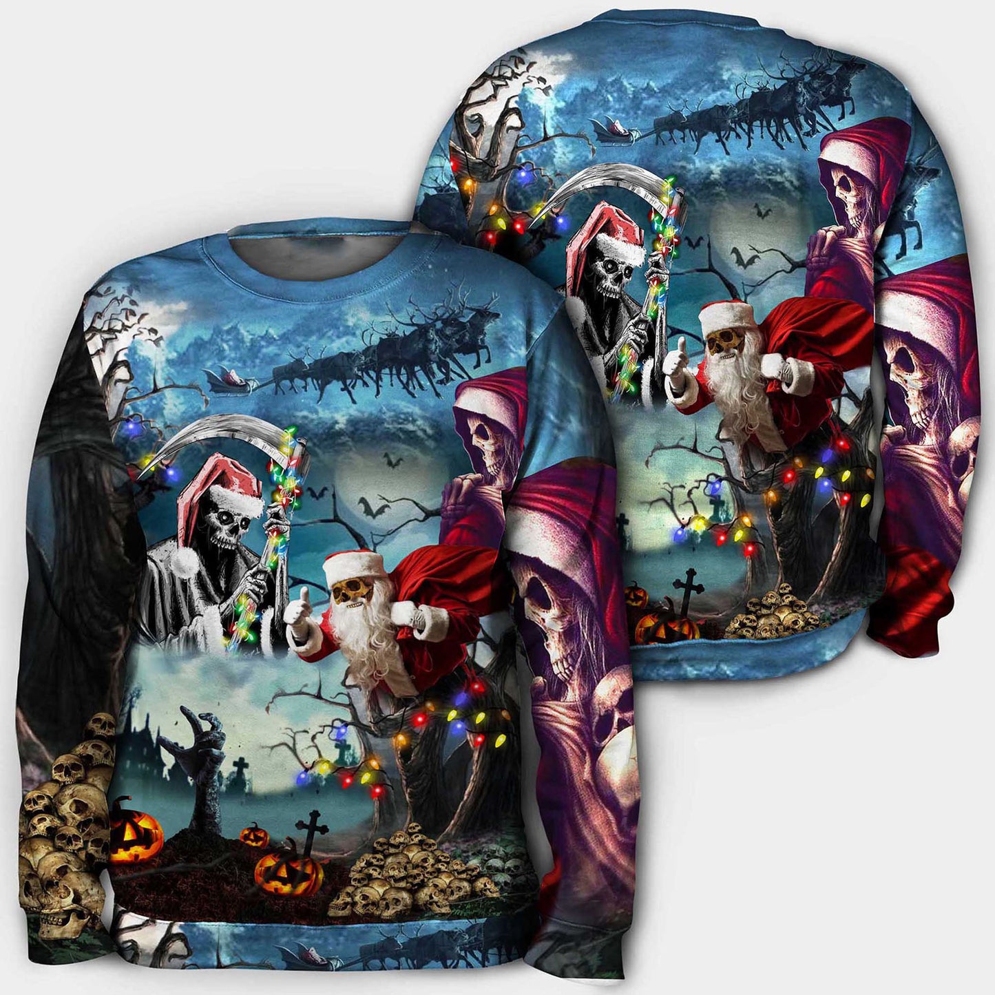 Hoodie Skull Santa Claus na Nollag 3D, Geansaí Gránna Nollag, Bronntanas Nollag, Bronntanas Nollag 2024