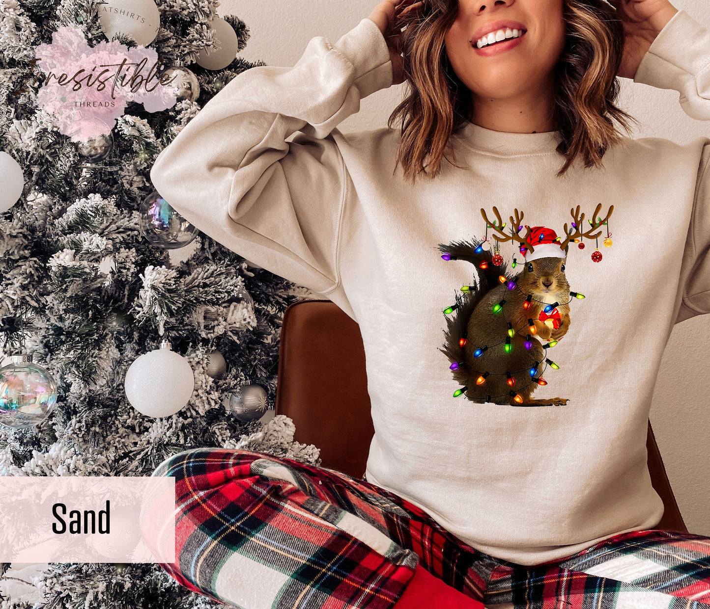 Christmas Squirrel Sweatshirt Gift For Kids, Kids Christmas Sweatshirt, Santa Hat Hoodie, Christmas Light Sweater, Christmas Reindeer Outfit