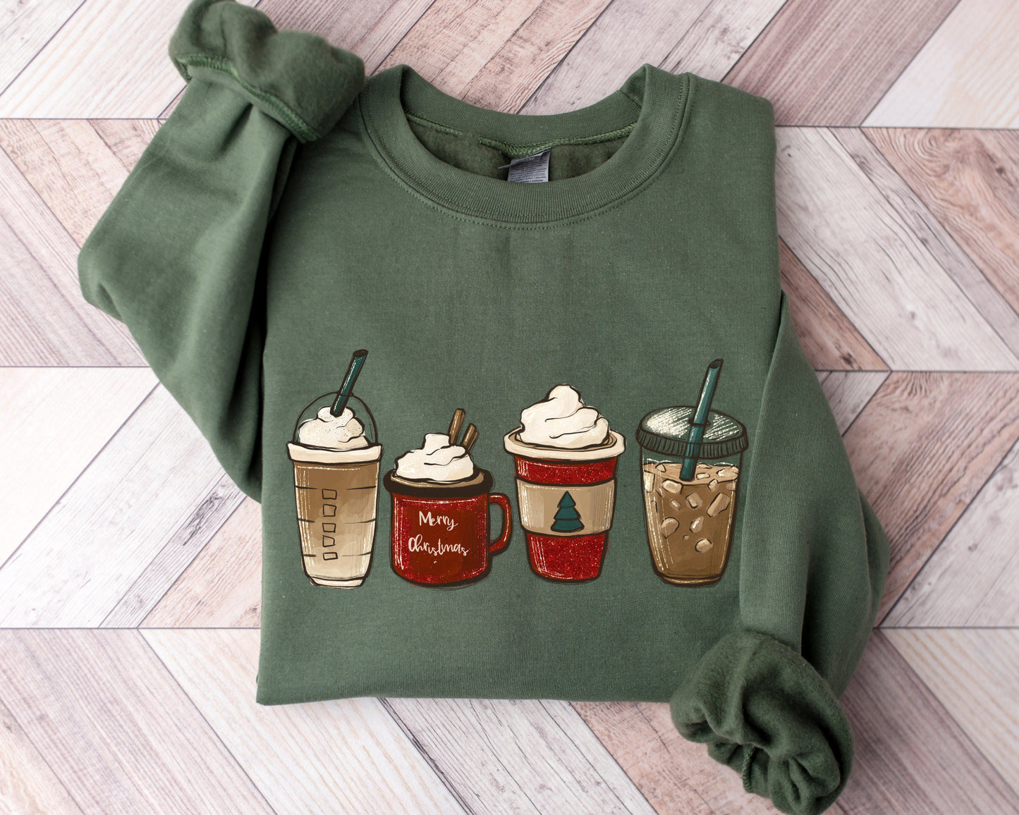 Christmas Sweatshirt, Christmas Coffee Sweatshirt, Cute Christmas Sweatshirt, Merry Christmas Sweater, Coffee Latte Tee, Cozy Holiday Shirt