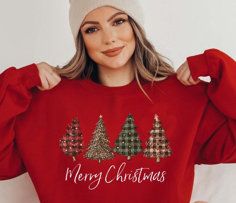 Christmas Sweatshirt, Christmas Sweater, Christmas Crewneck, Christmas Tree Sweatshirt, Holiday Sweaters for Women, Winter Sweatshirt