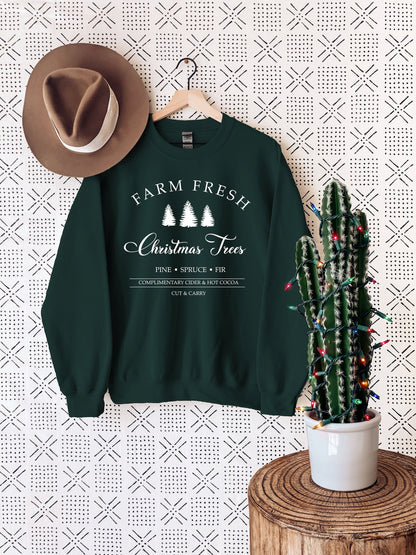 Christmas Sweatshirt, Farm Fresh Christmas Trees,  Christmas Sweatshirt For Women, Gift For Christmas, Christmas Hoodie