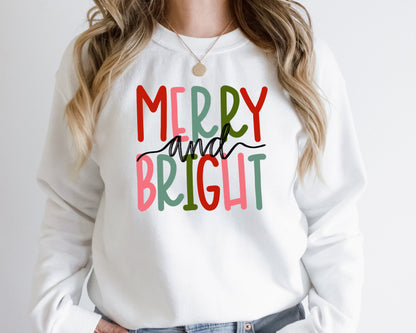 Christmas Sweatshirt, Merry and Bright Sweatshirt, Womens Christmas Sweatshirt, Christmas Sweatshirts for Women, Merry Christmas Sweatshirt