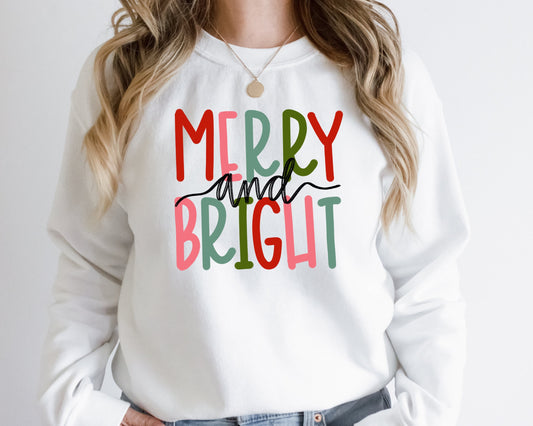 Christmas Sweatshirt, Merry and Bright Sweatshirt, Womens Christmas Sweatshirt, Christmas Sweatshirts for Women, Merry Christmas Sweatshirt