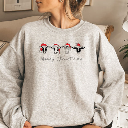 Christmas Sweatshirt, Mooey Christmas Cow Sweatshirt Crewneck, Womenâ€™s Christmas, Christmas Apparel, Matching Family Shirts, Christmas Cow