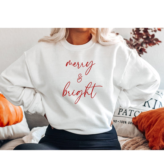 Christmas Sweatshirts for Women, Merry and Bright Sweatshirt, Christmas Holiday Sweatshirt for Women, Christmas Sweatshirt, Christmas Gift