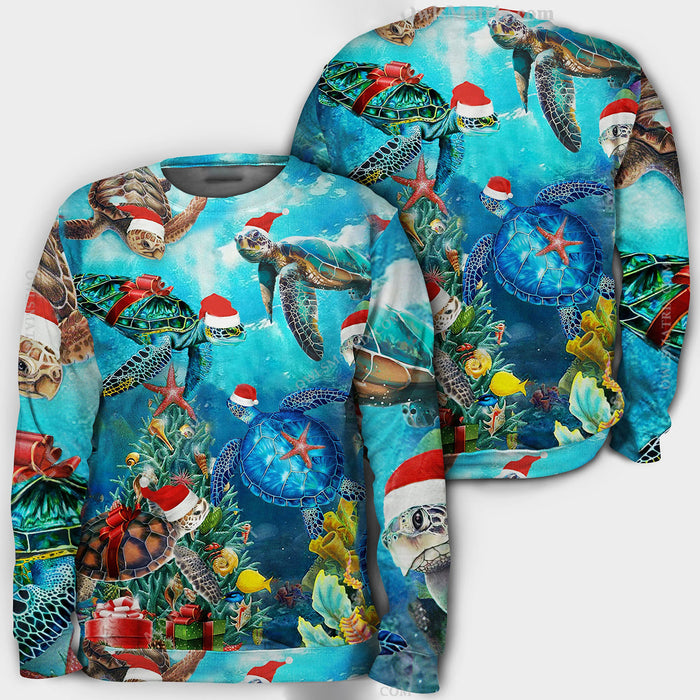 Christmas santa turtle to ocean Hoodie, Christmas Ugly Sweater, Christmas Gift, Gift Christmas 2022