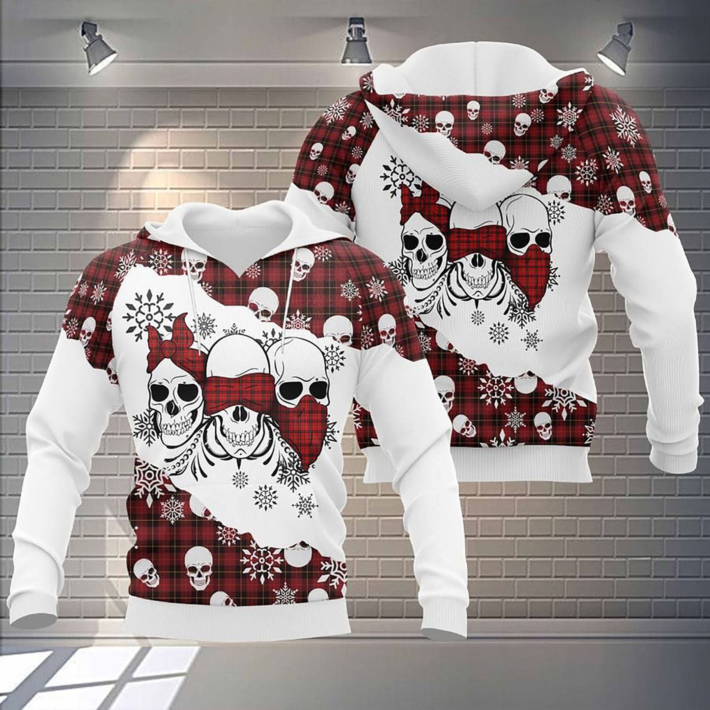 Christmas skull red caro Sweatshirt Hoodie, Christmas Ugly Sweater, Christmas Gift, Gift Christmas 2024