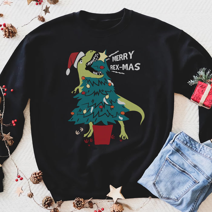 Christmas tree, Merry Rex-mas funny sweatshirt gifts christmas ugly sweater for men and women