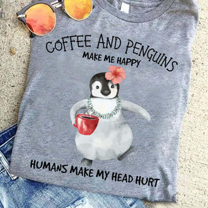 Coffee And Penguins Lovers T Shirt