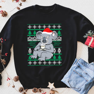 Coffee drinking koala christmas funny sweatshirt gifts christmas ugly sweater