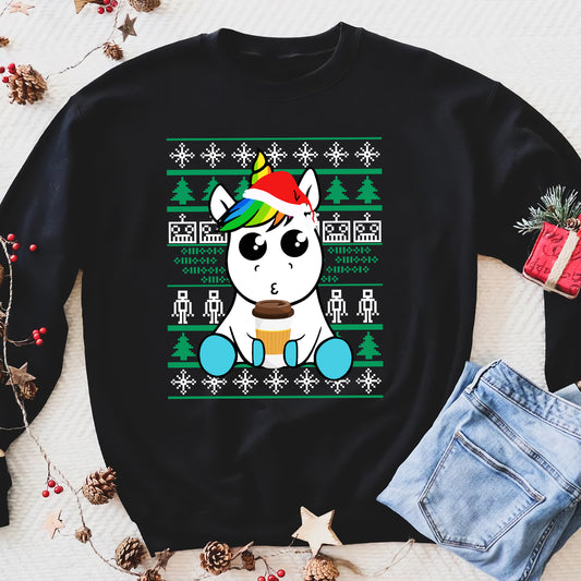 Coffee unicorn christmas funny sweatshirt gifts christmas ugly sweater