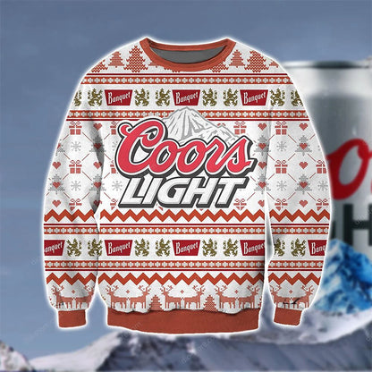 Coors Light 3D Print Geansaí Nollag, Geansaí Gránna Nollag, Bronntanas Nollag, Bronntanas Nollag 2024