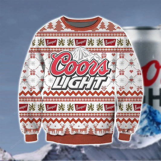 Coors Light 3D Print Geansaí Nollag, Geansaí Gránna Nollag, Bronntanas Nollag, Bronntanas Nollag 2024