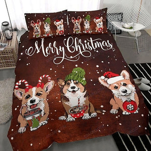Corgi Christmas Themed Duvet Bedding Set Bedroom Set Bedlinen 3D,Bedding Christmas Gift,Bedding Set Christmas