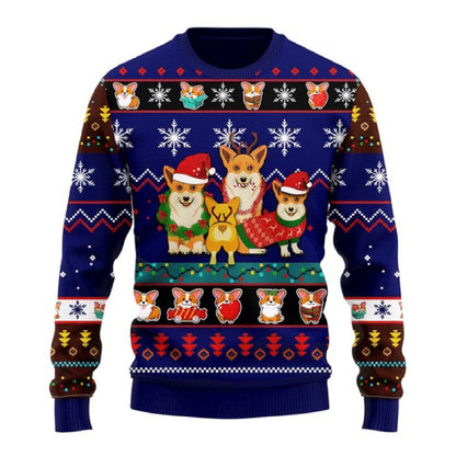 Corgi Cute Noel Mc Christmas Blue Ugly Sweater, Christmas Ugly Sweater, Christmas Gift, Gift Christmas 2024
