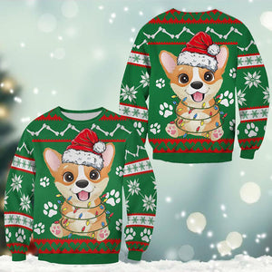 Corgi Green Christmas Sweatshirt, Christmas Ugly Sweater, Christmas Gift, Gift Christmas 2022