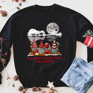 Country road take me Gnome - funny guitar tree sweatshirt gifts christmas ugly sweater for men and women