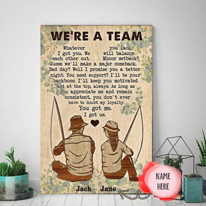 Couple Fishing We’re a Team, Couple Canvas, Personalized Canvas