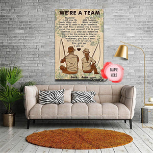 Couple Fishing We’re a Team, Couple Canvas, Personalized Canvas