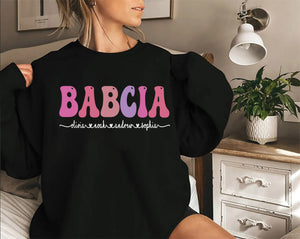 Custom Babcia with Kids Names Shirt for Grandma tee