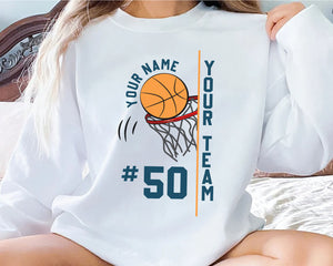 Custom Basketball Team Name Sweatshirt, Personalized Basketball Player Gift, Trendy Custom Basketball Team