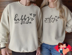 Custom Couple Hubby Wifey Shirt - Anniversary Birthday Gift T-Shirt, Summer Trip Shirts