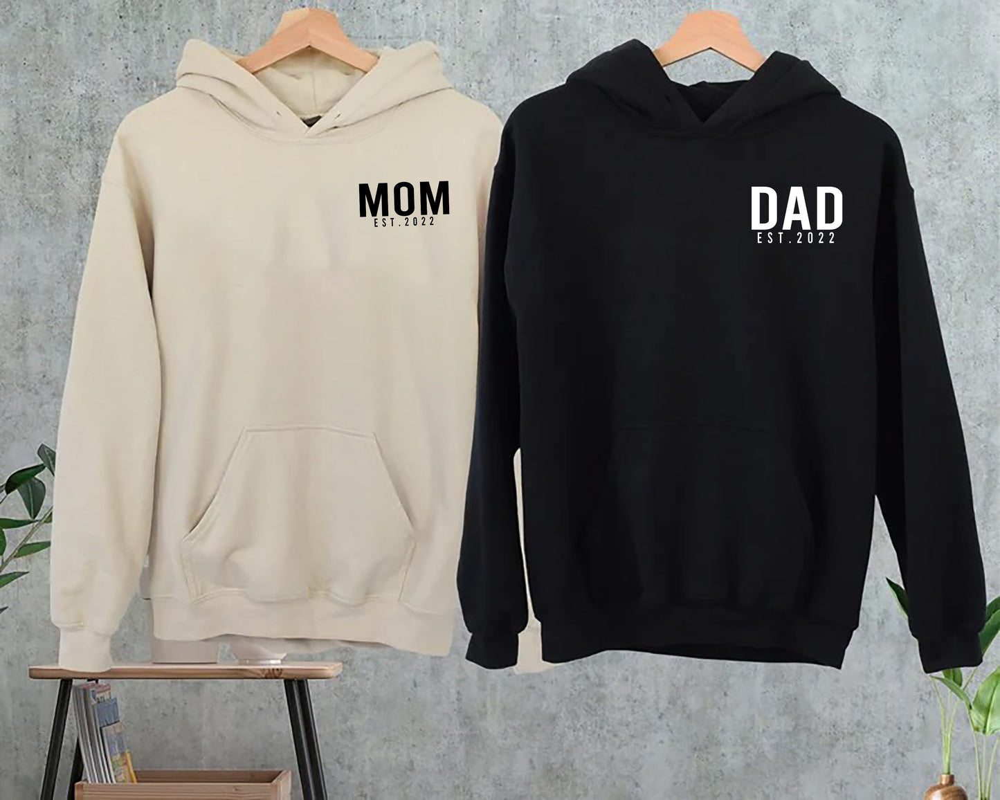 Custom Mommy and Daddy Est 2022 Sweatshirt and Hoodie, Mom Dad Crewneck, Mothers Day, Fathers Day, Mama, Gift for Mom Dad, Newly Mommy Daddy