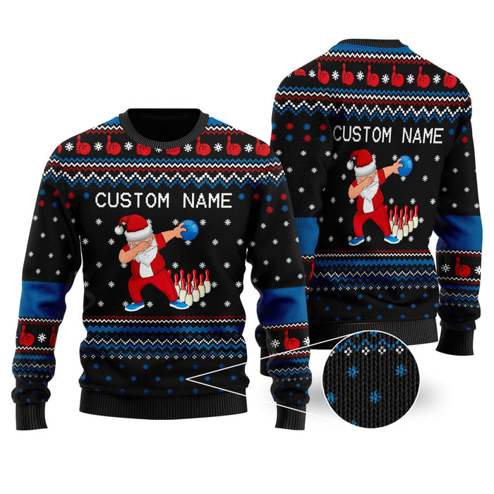 Custom Name Bowling Image Cool Noel Pattern Ugly Sweater, Christmas Ugly Sweater, Christmas Gift, Gift Christmas 2022