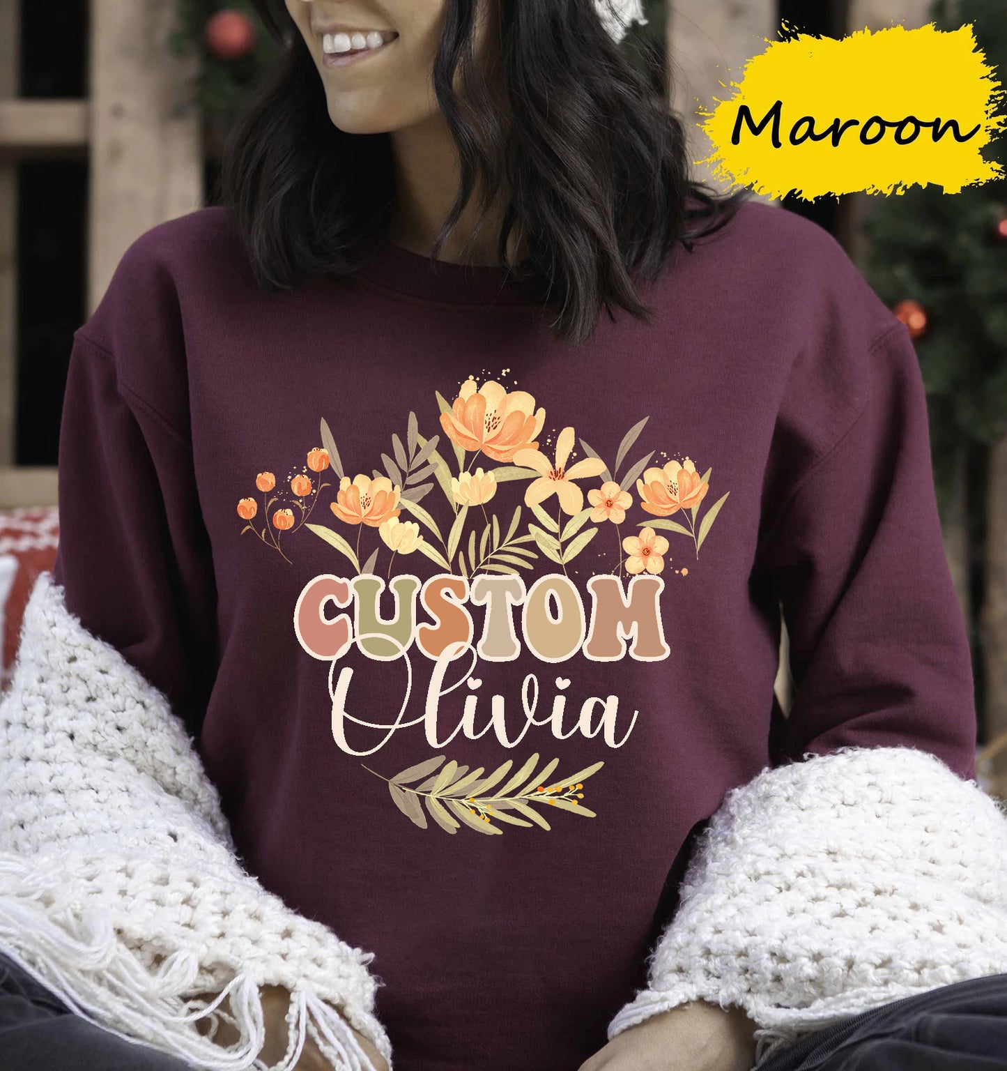 Custom Sweatshirt, Collegiate Text, Customized Sweatshirt, Personalized Crewneck Sweater, mom, mimi, mama, grandma sweatshirt