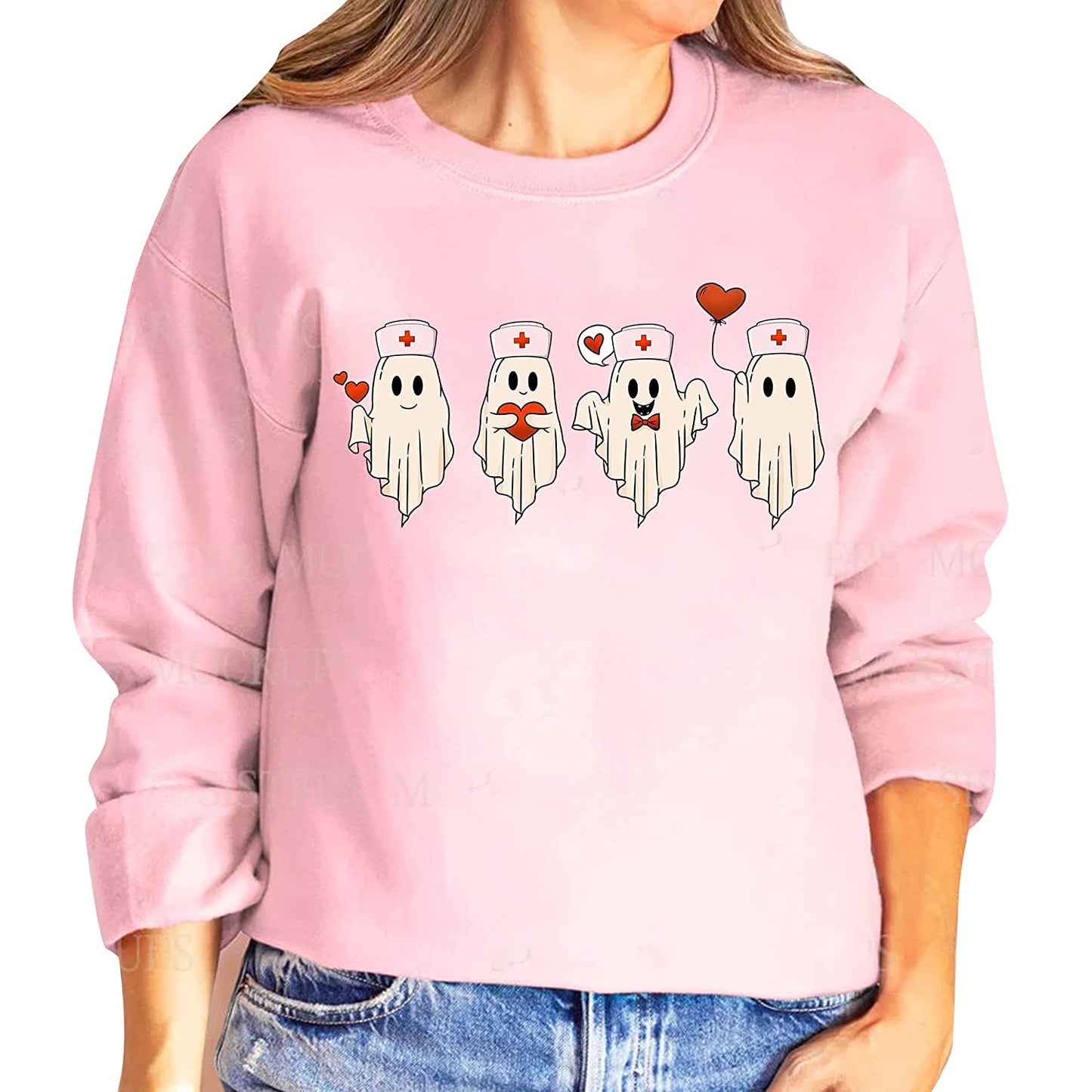 Cute Nurse ghost valentine T-Shirt Gift for Nurses, Lovely Ghost Couple Sweatshirt, Xoxo Long Sleeve, Hoodie for her
