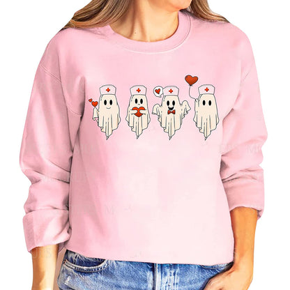 Cute Nurse ghost valentine T-Shirt Gift for Nurses, Lovely Ghost Couple Sweatshirt, Xoxo Long Sleeve, Hoodie for her