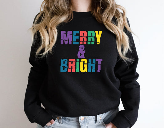 Cute Womens Christmas Sweatshirt, Merry & Bright Sweatshirt, Merry Christmas, Christmas Crewneck, Holiday Sweatshirt, Winter Sweatshirt