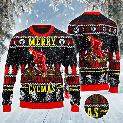 Cycling Lovers Gift Merry Cycmas All Over Print Sweater, Christmas Ugly Sweater, Christmas Gift, Gift Christmas 2024