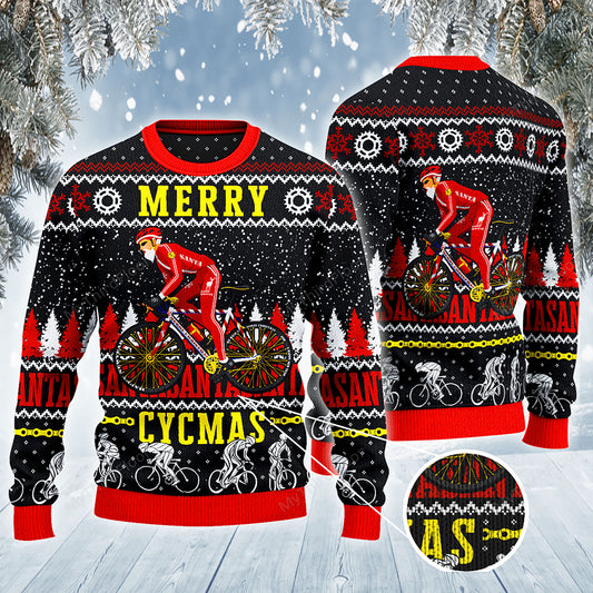 Cycling Lovers Gift Merry Cycmas All Over Print Sweater, Christmas Ugly Sweater, Christmas Gift, Gift Christmas 2024