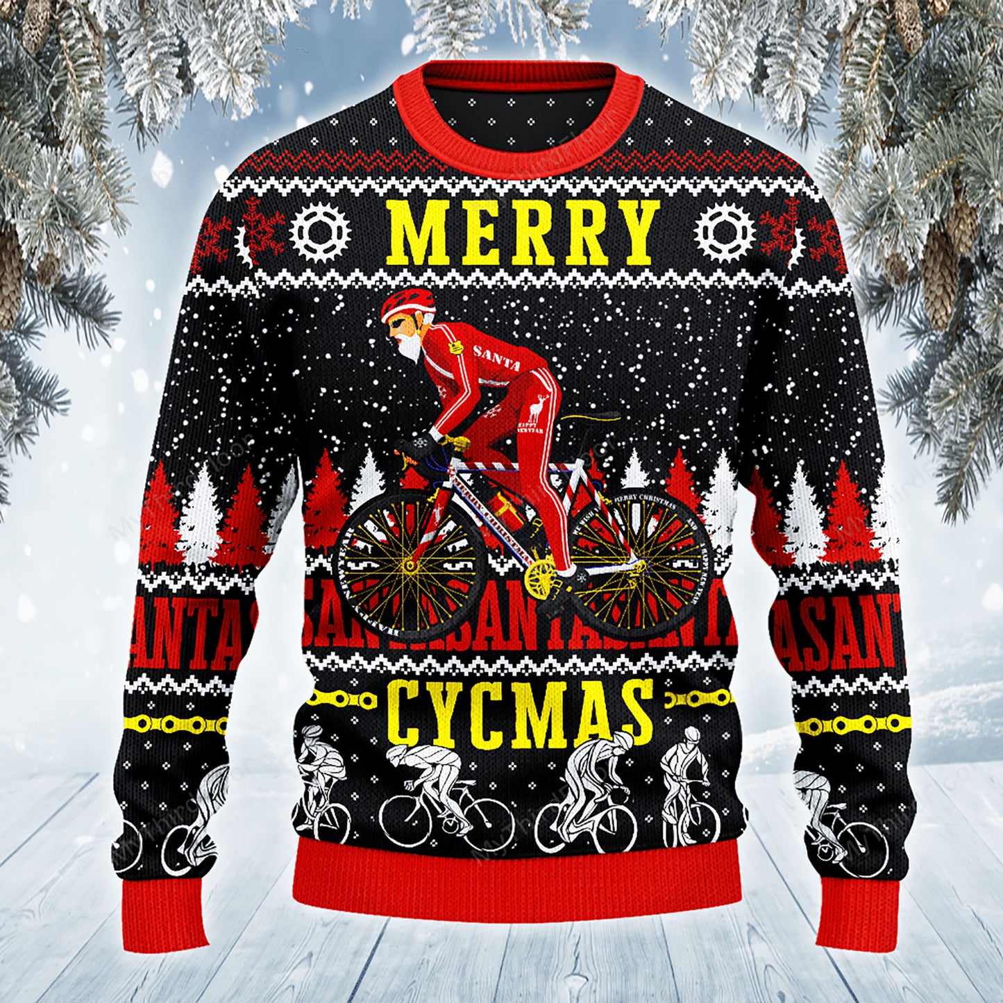 Cycling Lovers Gift Merry Cycmas All Over Print Sweater, Christmas Ugly Sweater, Christmas Gift, Gift Christmas 2024