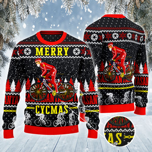 Cycling Lovers Gift Merry Cycmas All Over Print Sweater, Christmas Ugly Sweater, Christmas Gift, Gift Christmas 2022