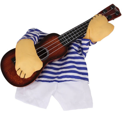 Funny Pet Cosplay Clothes Guitarist Player Suit Dog Puppy Cat Costume Halloween