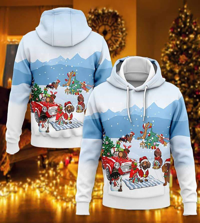 Dachshund Christmas 3D Hoodie, Christmas Ugly Sweater, Christmas Gift, Gift Christmas 2022