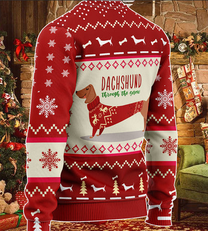Dachshund Through The Snow Christmas Ugly Sweater, Christmas Ugly Sweater, Christmas Gift, Gift Christmas 2024