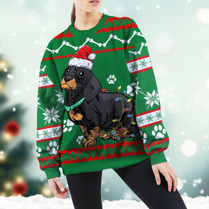 Dachsund Green Christmas Sweatshirt, Christmas Ugly Sweater, Christmas Gift, Gift Christmas 2022