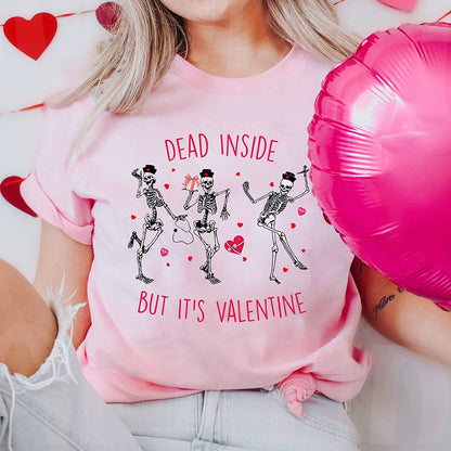 Dancing Skeleton Nurse Valentines Day T-Shirt, Dead Inside But It's Valentine Sweatshirt, Nurse Skeleton Long Sleeve, Hoodie Gift for Nursing