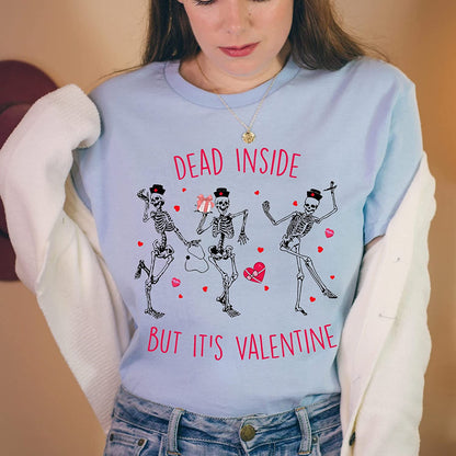 Dancing Skeleton Nurse Valentines Day T-Shirt, Dead Inside But It's Valentine Sweatshirt, Nurse Skeleton Long Sleeve, Hoodie Gift for Nursing