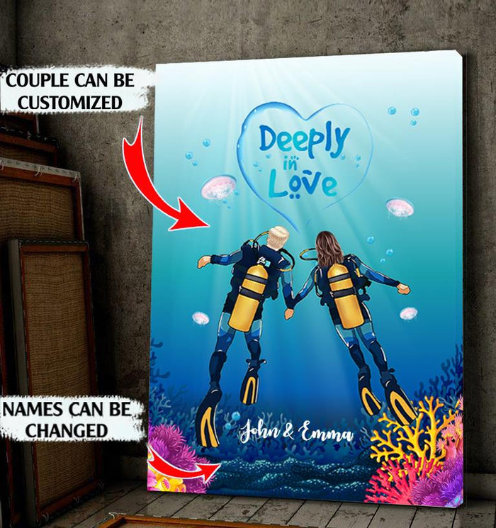 Deeply In Love Personalized Scuba Diving Couple 16x24in Matte Canvas